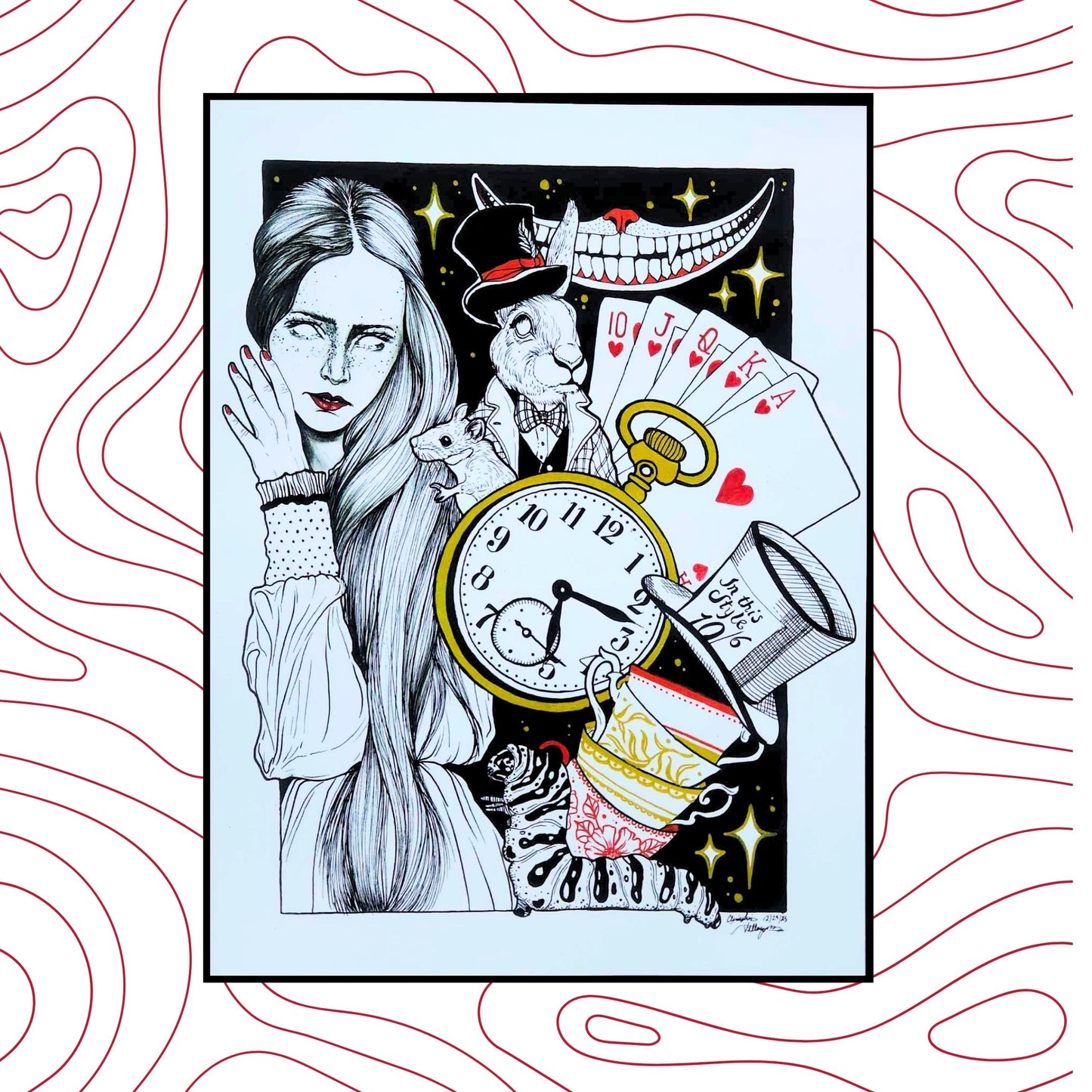 Alice In Wonderland Dimensional Surrealistic Art Print