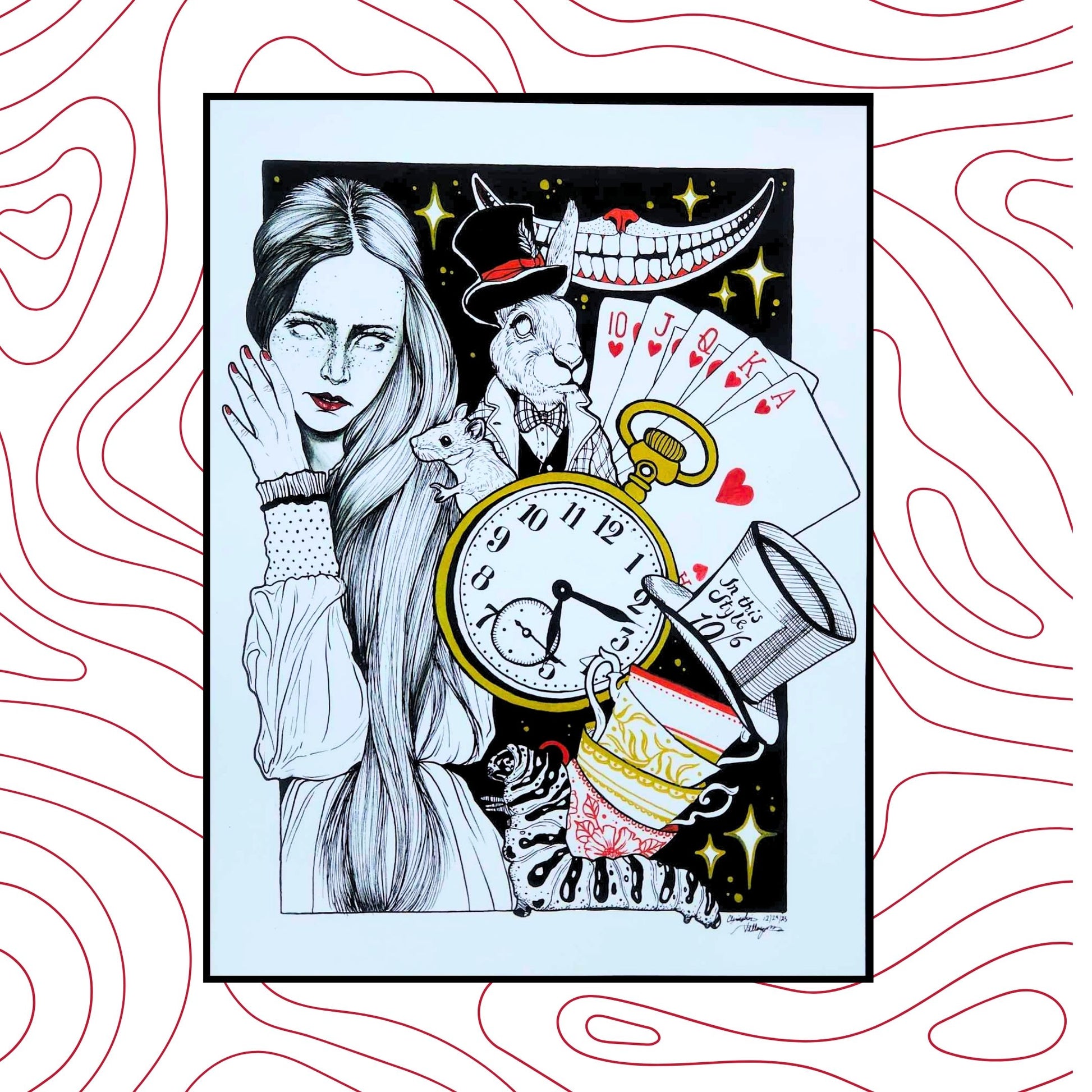 Alice In Wonderland Dimensional Surrealistic Art Print
