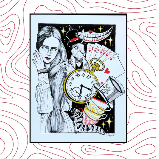 Alice In Wonderland Dimensional Surrealistic Art Print